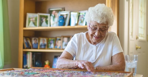 Senior woman doing a puzzle