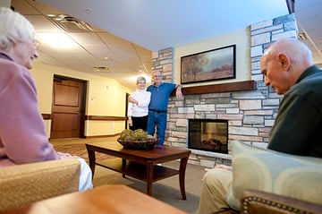 westwood ridge II fireplace with residents