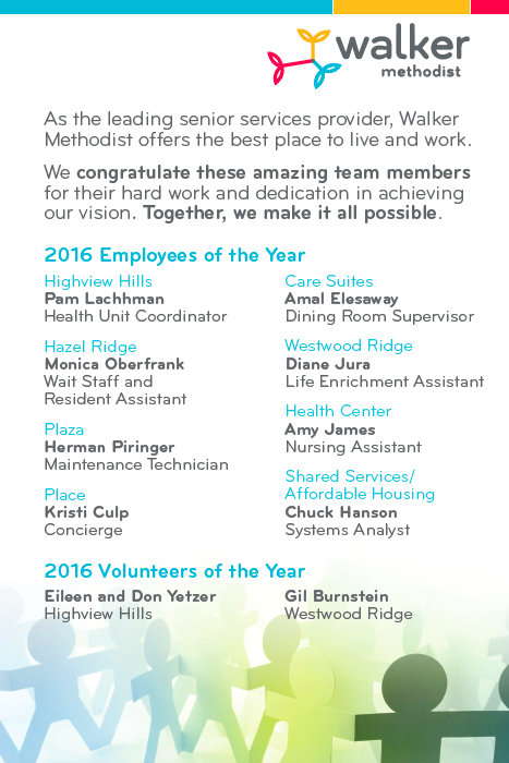 2016 Walker Methodist Employees and Volunteers of the Year