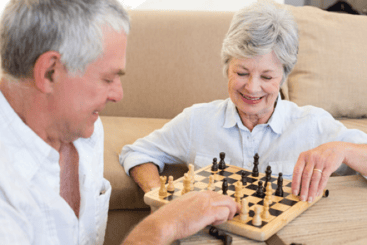 Senior couple playing a game