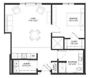 The White Iris - 760 sq ft, 1 bedroom (Gardens)