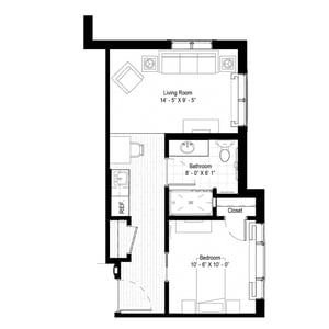 The Hygge - 494 sq ft, 1 bedroom, 1 bathroom