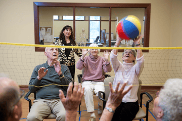Westwood Ridge residents play volleyball